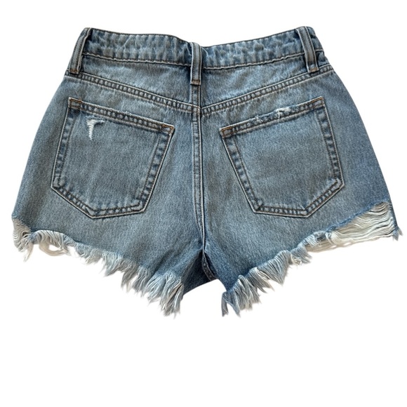 Altar’d State High Rise Distressed Denim Shorts Medium Wash Size 24 - Picture 8 of 9